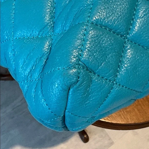 Kate Spade  satchel Crossbody bag Quilted leather Turquoise braided Chain Strap - Picture 9 of 16